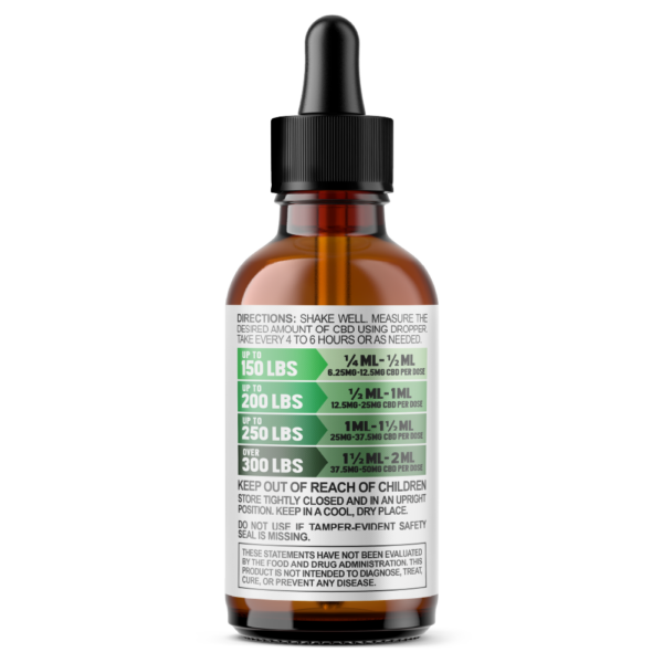 Cannabiva 750MG Broad Spectrum CBD Oil Tincture - Regular Strength - Usage, Dosage and Safety Label