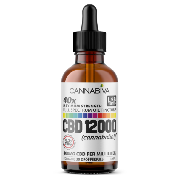 Cannabiva 12000MG Full Spectrum CBD Oil Tincture - Maximum Strength - Wholesale, White Label, Private Label, Bulk