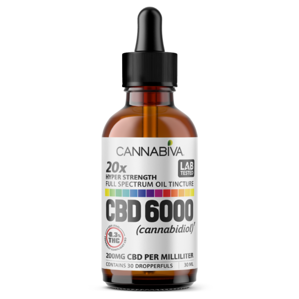 Cannabiva 6000MG Full Spectrum CBD Oil Tincture - Hyper Strength - Wholesale, White Label, Private Label, Bulk