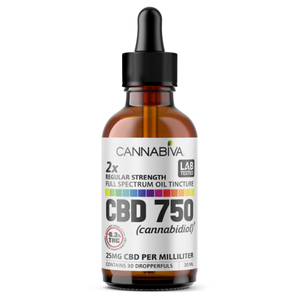 Cannabiva 750MG Full Spectrum CBD Oil Tincture - Regular Strength - Wholesale, White Label, Private Label, Bulk