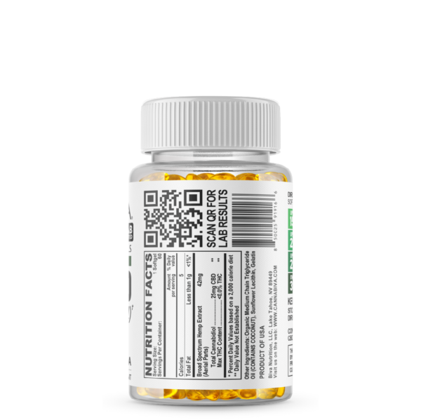 Cannabiva 1500MG Broad Spectrum CBD Oil Softgel Capsule Supplement Pill - Ingredients Label