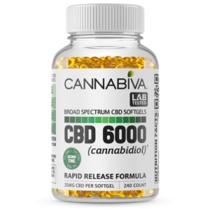 Cannabiva 6000mg Broad Spectrum CBD Oil Softgel Capsule Supplement Pill - Wholesale, White Label, Private Label