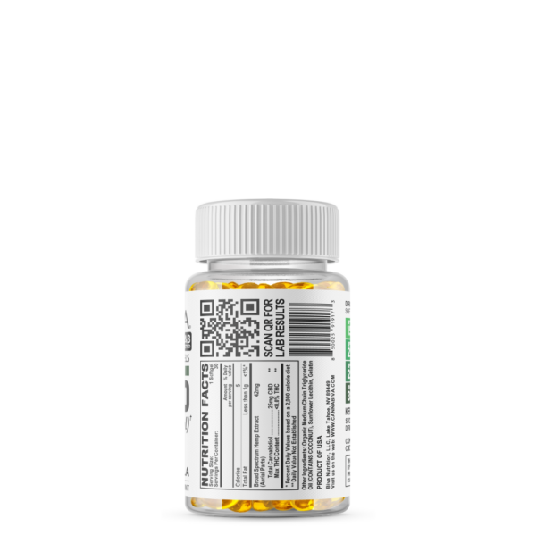 Cannabiva 750MG Broad Spectrum CBD Oil Softgel Capsule Supplement Pill - Ingredients Label