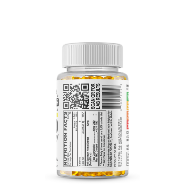Cannabiva 1500MG Full Spectrum CBD Oil Softgel Capsule Supplement Pill - Ingredients Label