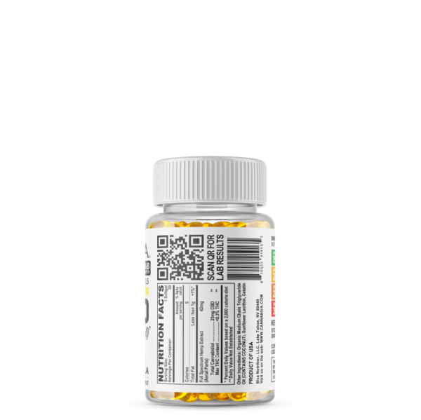 Cannabiva 750MG Full Spectrum CBD Oil Softgel Capsule Supplement Pill - Ingredients Label