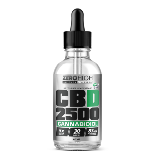 Zero High 2500MG Pure Isolate CBD Oil with No THC - Wholesale, White Label, Private Label