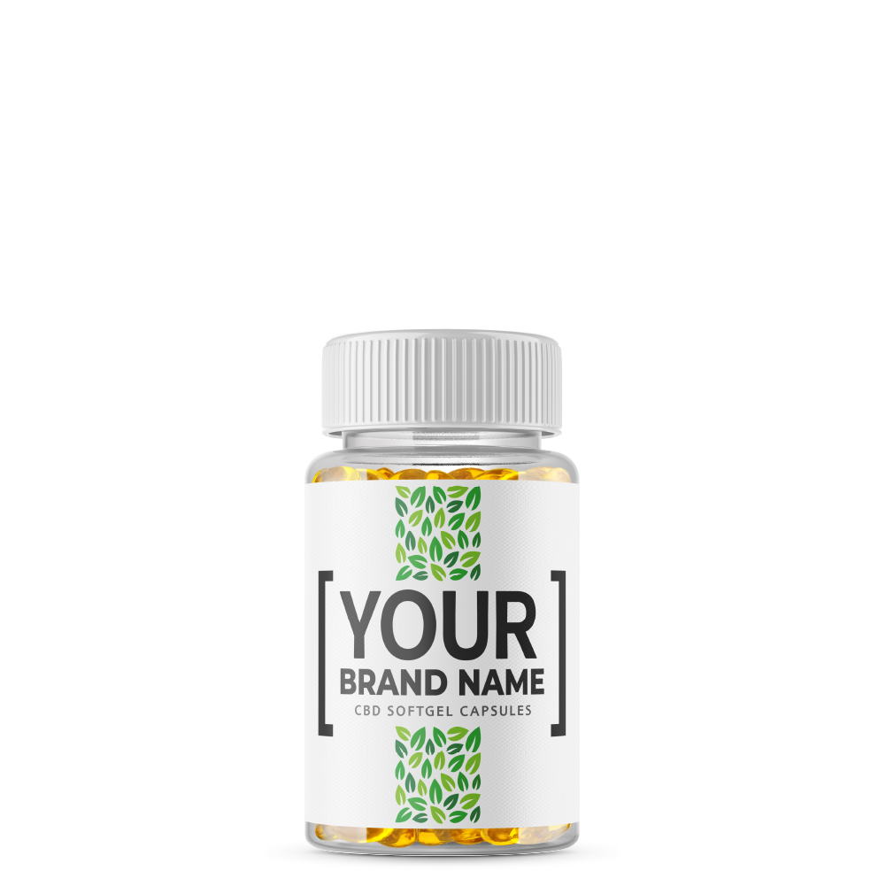 CBD Softgel Capsule Supplements - 750MG White Label and Private Label Bottle
