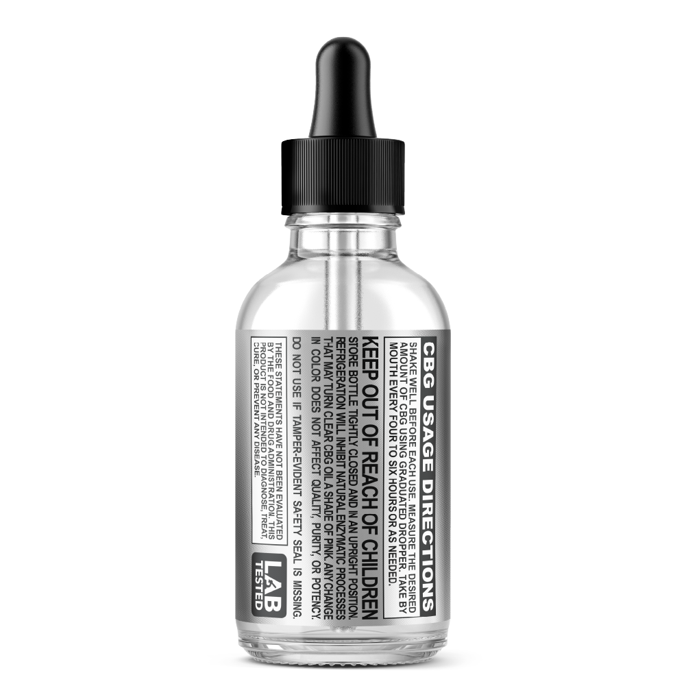 500MG CBG Oil Tincture - 5x Strength Cannabigerol Pure Isolate With No THC - Usage, Dosage and Safety Label