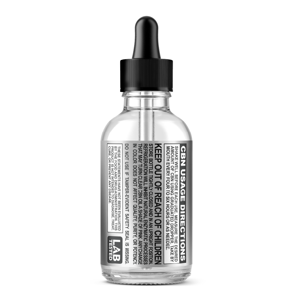 Zero High 100MG Cannabinol CBN Oil Tincture - Mild Strength - Pure Isolate No THC - Usage, Dosage and Safety Label