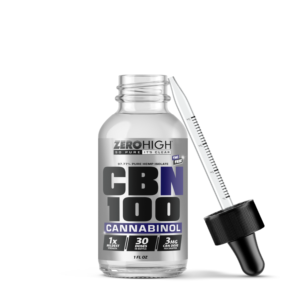 Zero High 100MG Cannabinol CBN Oil Tincture - Mild Strength - Pure Isolate No THC - With Dropper